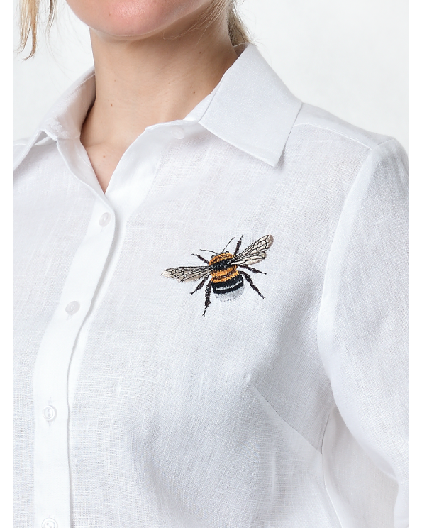 Рубашка #002 льняная женская с вышивкой "Пчела"
